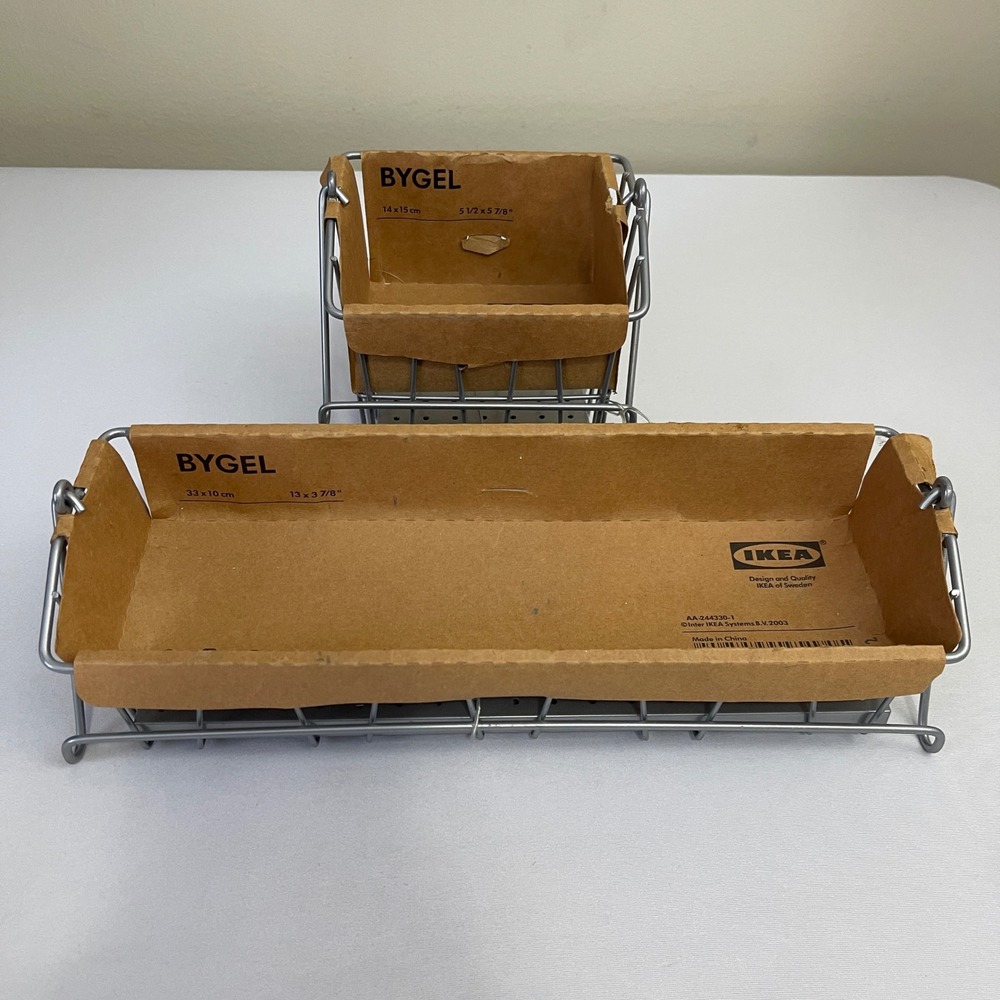 IKEA‎ BYGEL Wire Baskets Organizer Set 2 Storage Shelf Drawer Small Large NEW